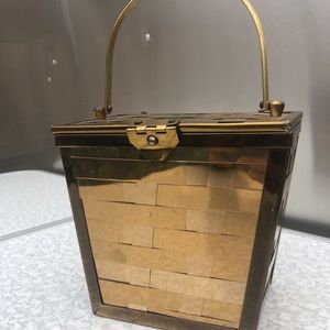 Brass woven basket hand purse